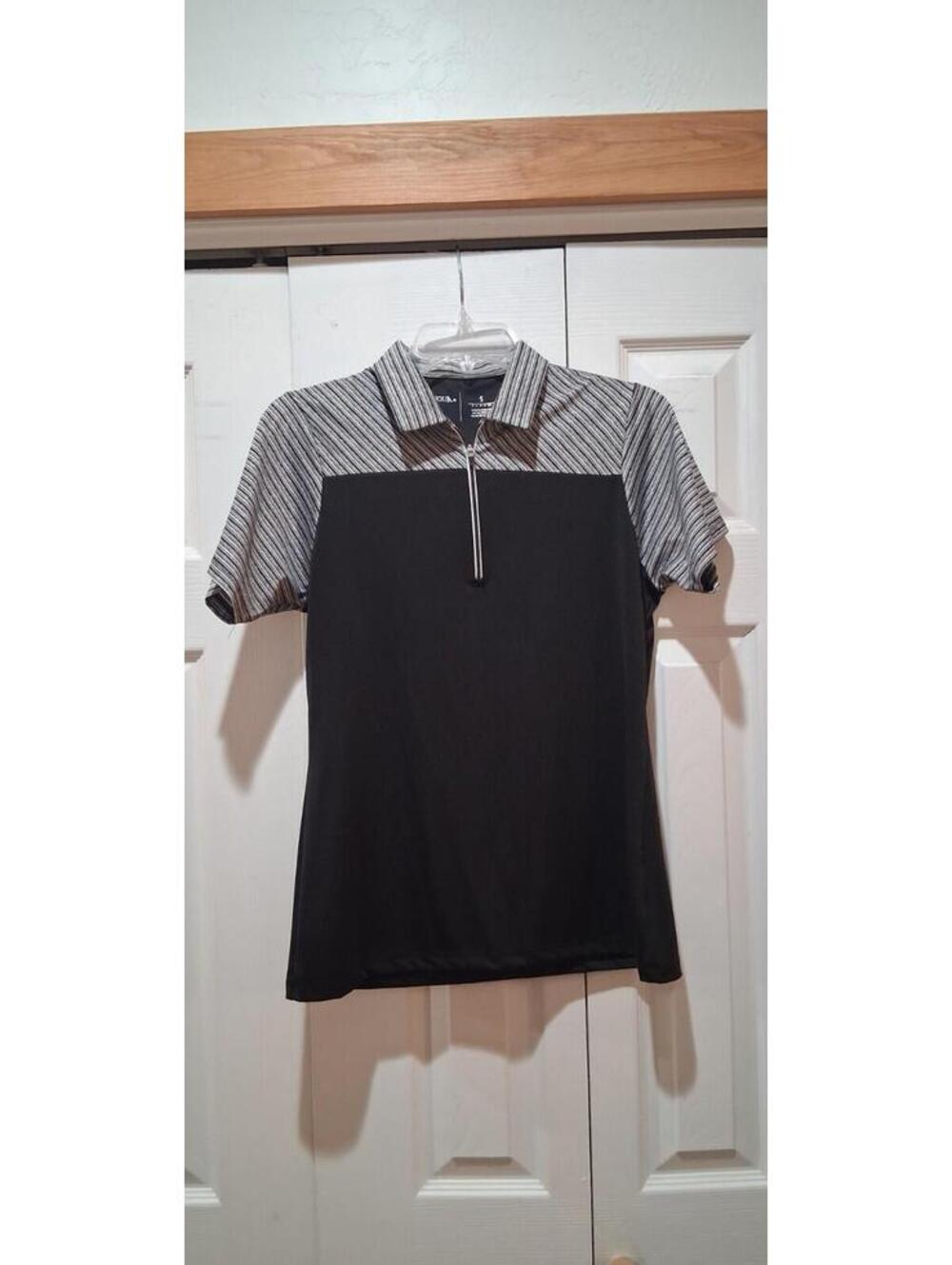 Antigua Women's Small Golf Polo Shirt 1/4 Zip Colorblock Striped Desert Dry S